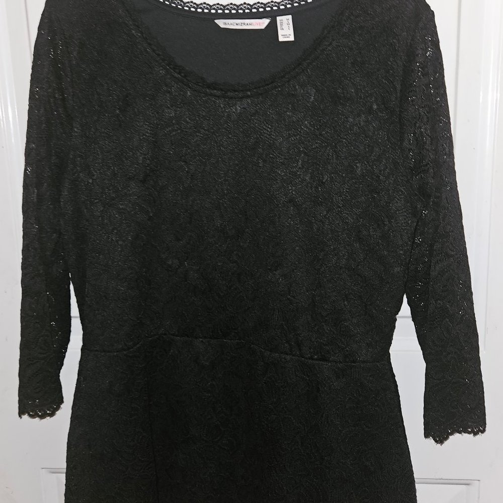 Isaac Mizrahi Black Lace Peplum top Medium